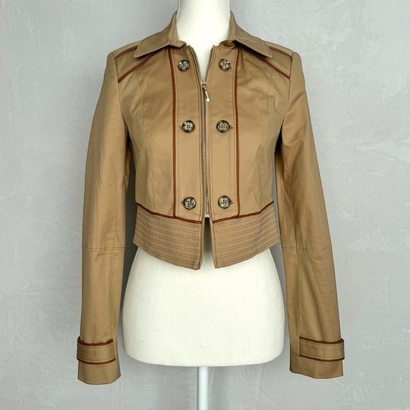 WHITE HOUSE BLACK MARKET Cropped Jacket 00 Toasted Sesame Tailored Military NWOT - Picture 14 of 14
